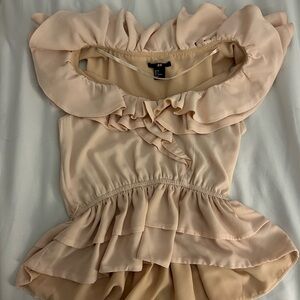 H&M Soft Beige Ruffle Top